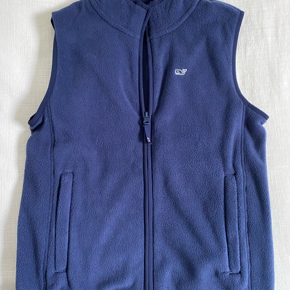 Vineyard Vines Boys Harbor Fleece Vest in Nautical Navy Size M